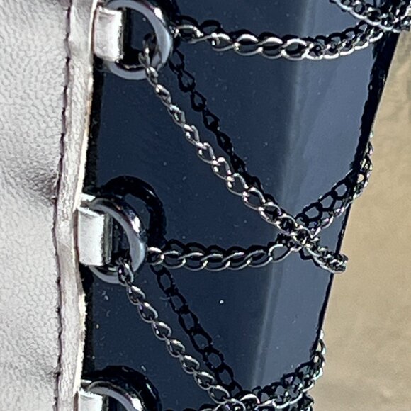 Rock & Republic Soft Pewter Gold Wedge Leather Corset Heel Sz 8 - Picture 5 of 14